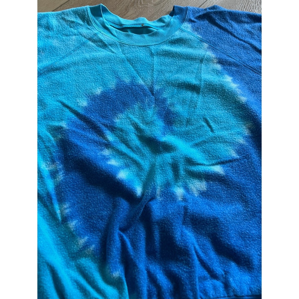 Aquarius Cocktail Tie Dye Sweatshirt Blue Turquoise‎ Short Sleeve CrewneckSize 0 - Picture 2 of 6